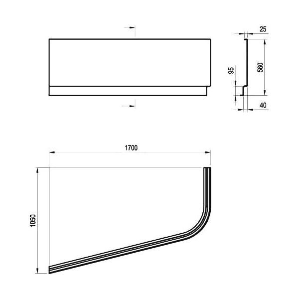 Панель фронтальная для ванн RAVAK Chrome 170x105 R