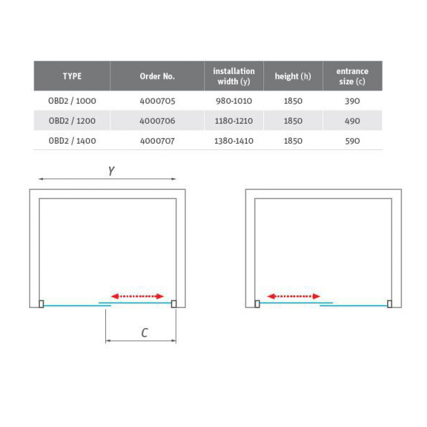 Дверь в нишу ROTH OBD2 100x185