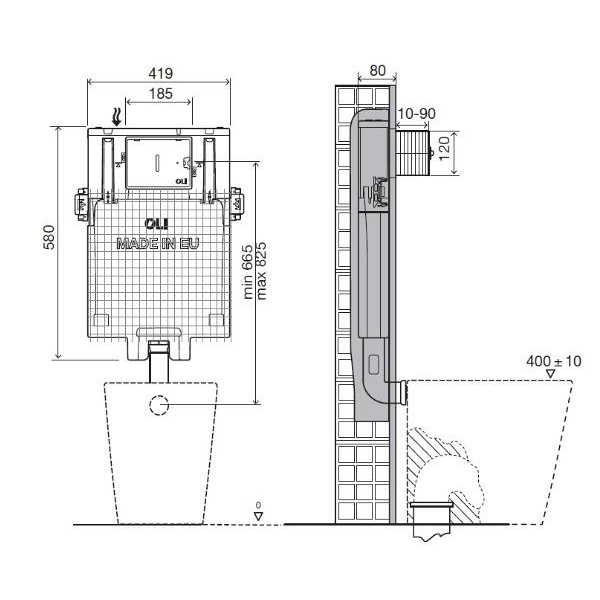 Cмывной бачок скрытого монтажа OLI 80 600051
