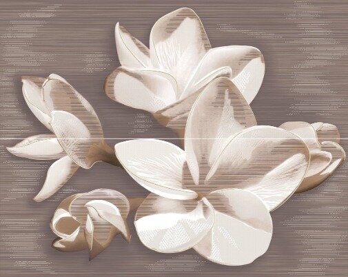 Amati Plumeria Alba панно (из 2 плиток) темно- коричневое 40х50см Azori