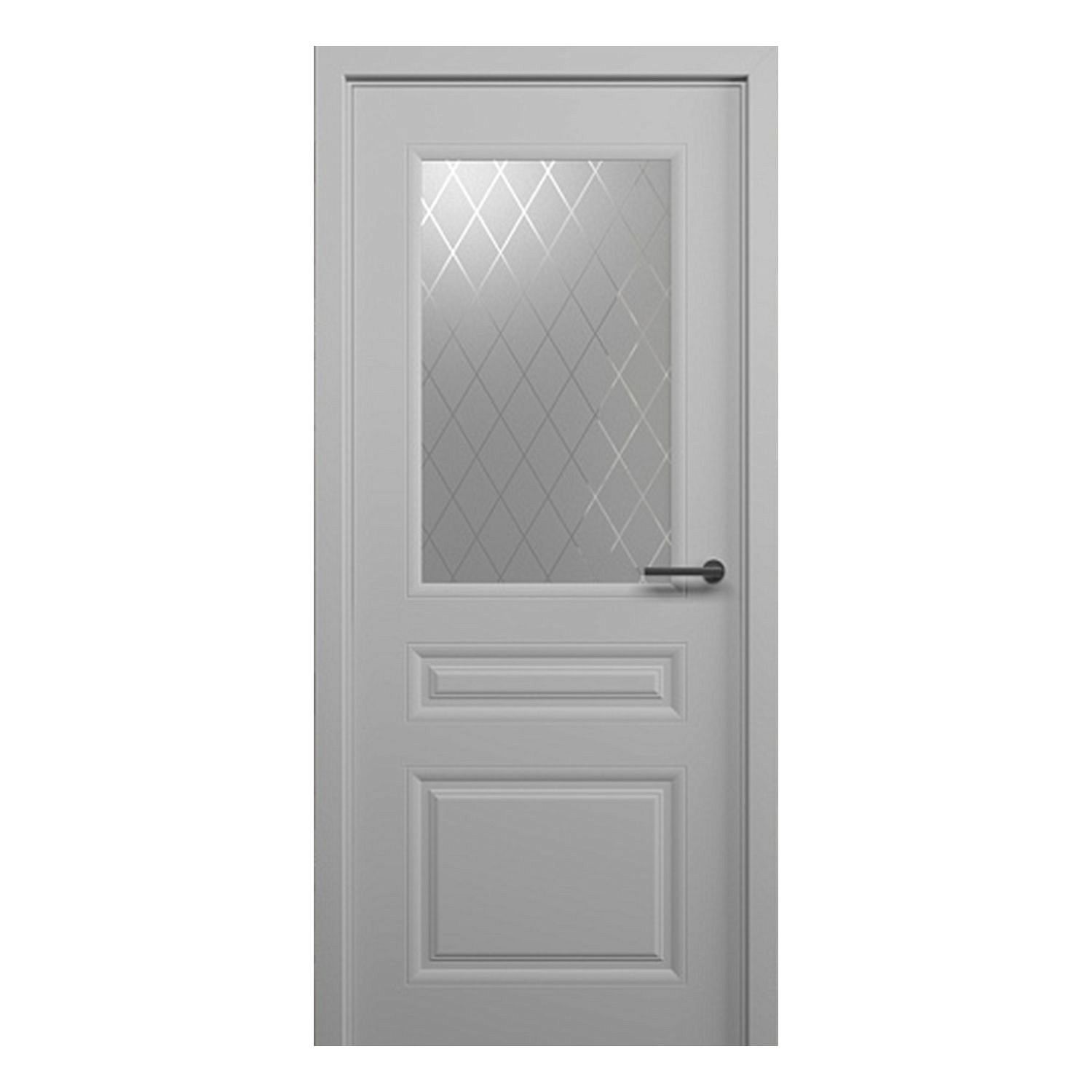 Дверь ALBERO Стиль-2 80x200 L серый матовый, стекло рубин