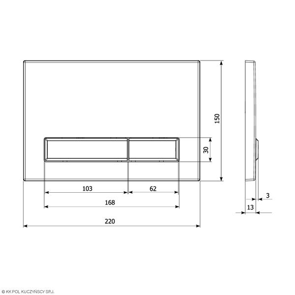 Кнопка смыва TONI ARTI TA-03119, черный матовый