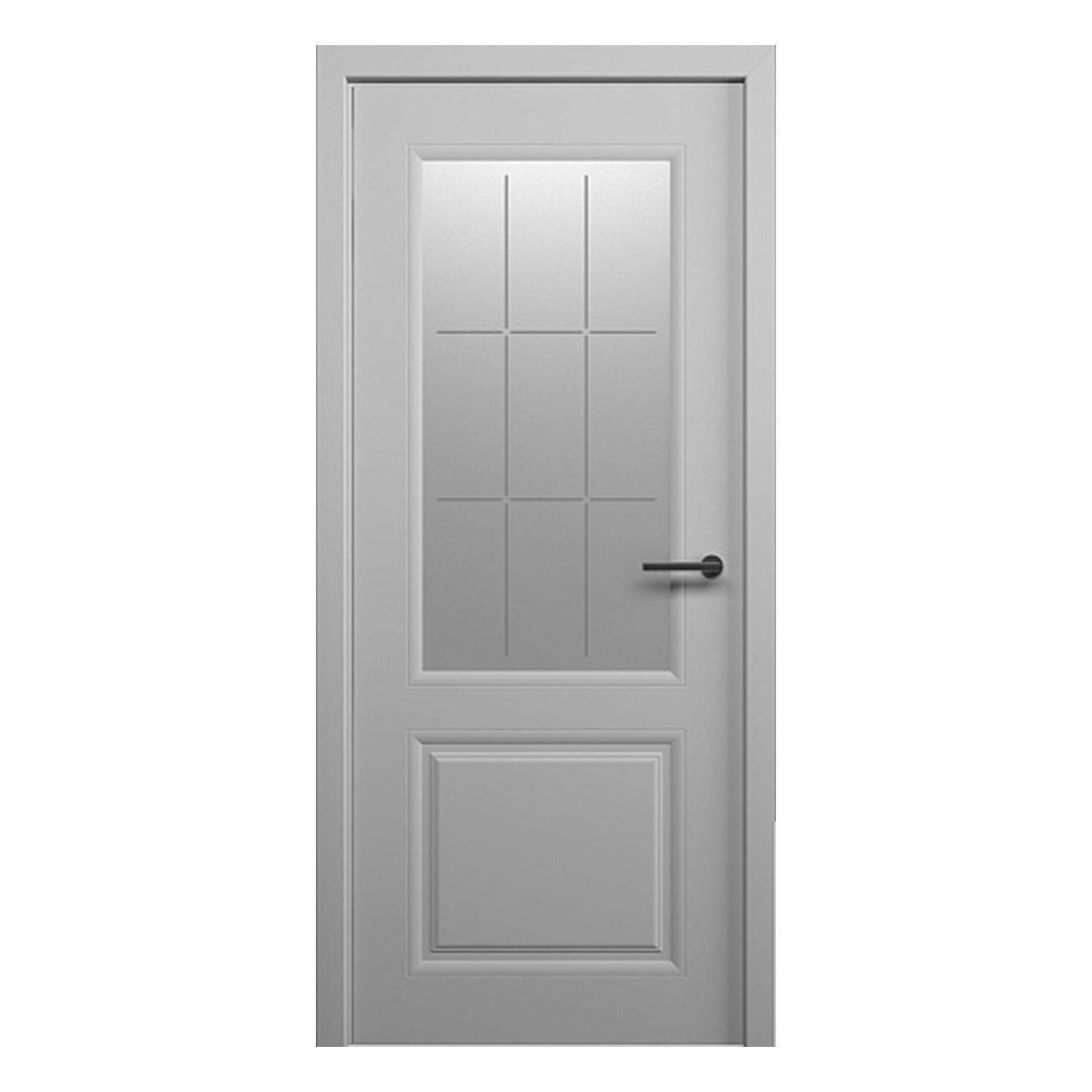 Дверь ALBERO Стиль-1 80x200 L серый матовый, стекло топаз