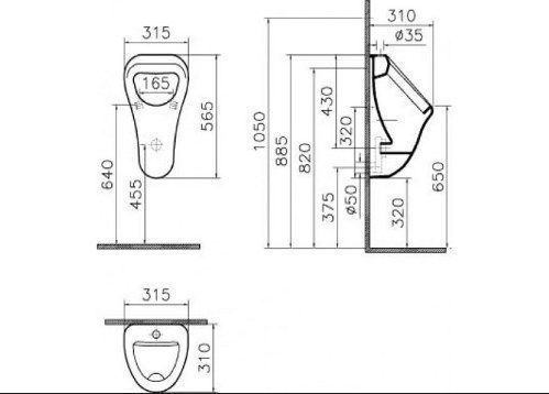 Писсуар подвесной VITRA Arkitekt 6202B003-0198