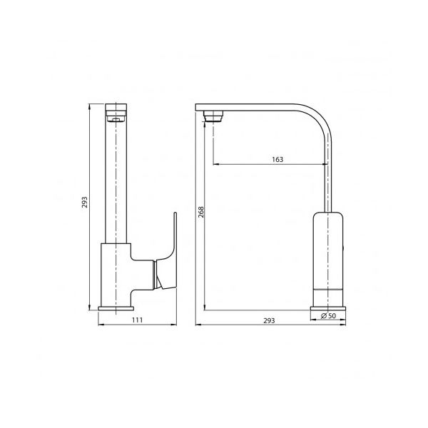 Смеситель для кухни KOLLER POOL Neon Cube с поворотным изливом NC0500