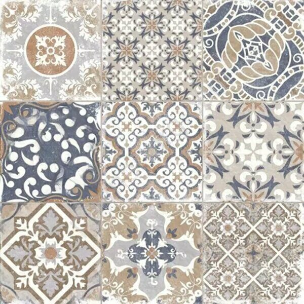 Country керамогранит бежевый матовый sugar-эффект пэчворк 60х60см Alma Ceramica GFU04CTR14R