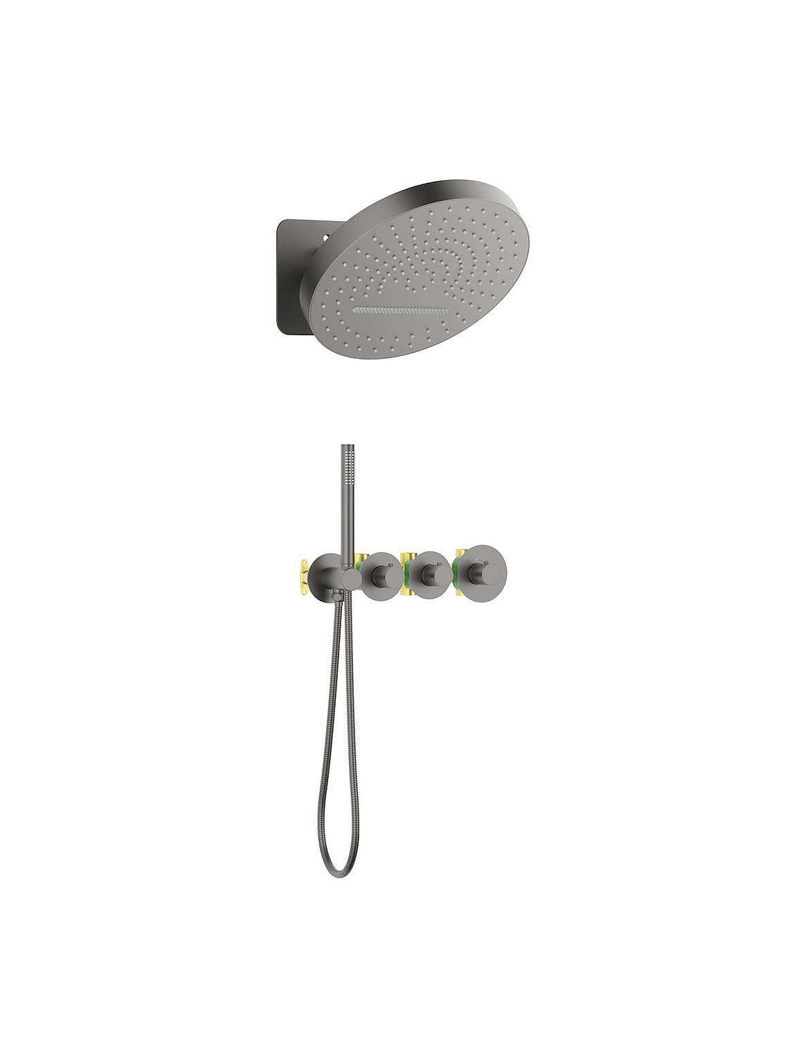 Душевой комплект TIMO Saona с термостатом SX-2329/18SM Black gold matte