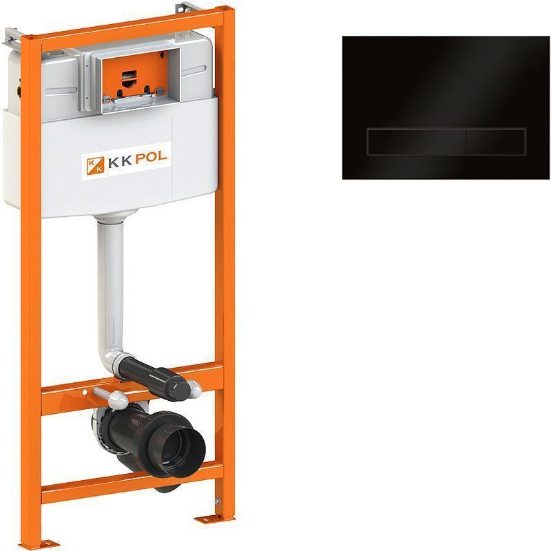 Инсталляция для унитазов KK-POL Economic SET/M400/114/K с кнопкой смыва M08 черный матовый