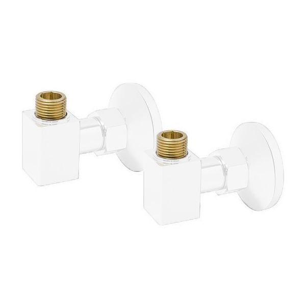 Угловое соединение DEROH 3/4"x1/2" г/ш (пара) квадрат, белый матовый