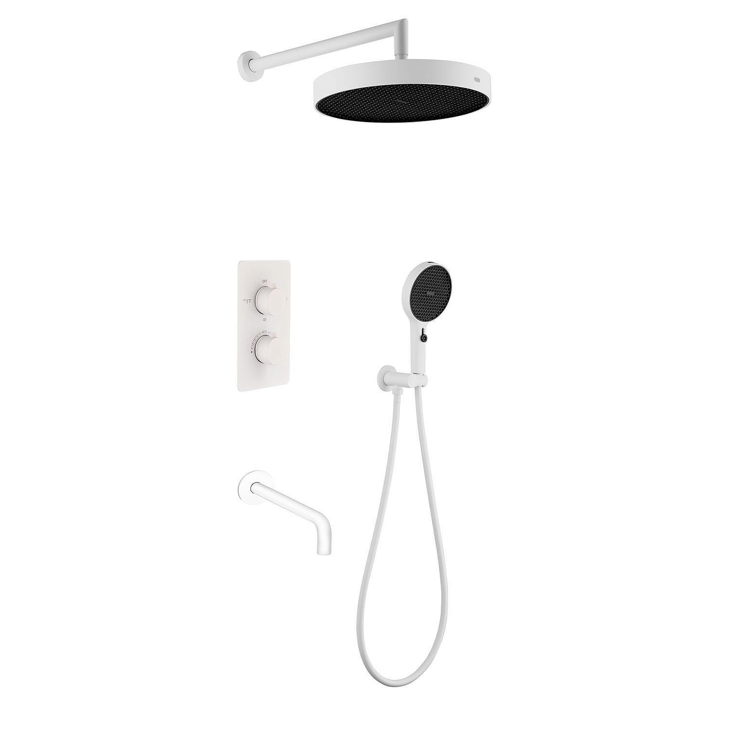 Душевой комплект BOHEME Cell с 3-х режимным термостатом и изливом Fusion 427-MW White Matt