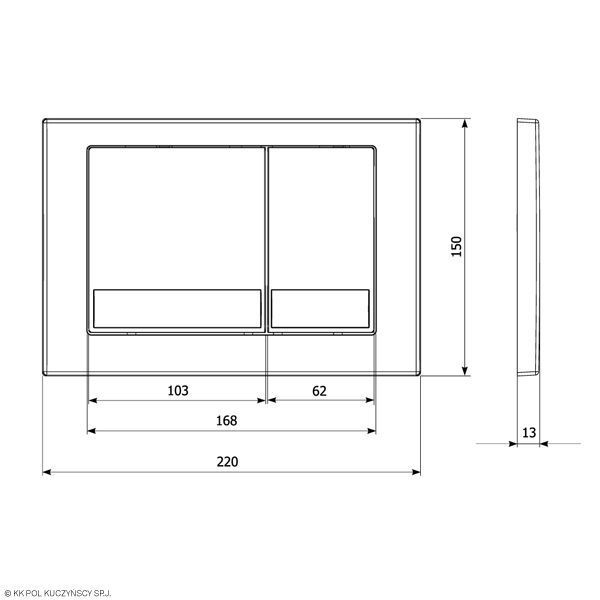 Кнопка смыва KK-POL M06 SPP/028/SG/K золото