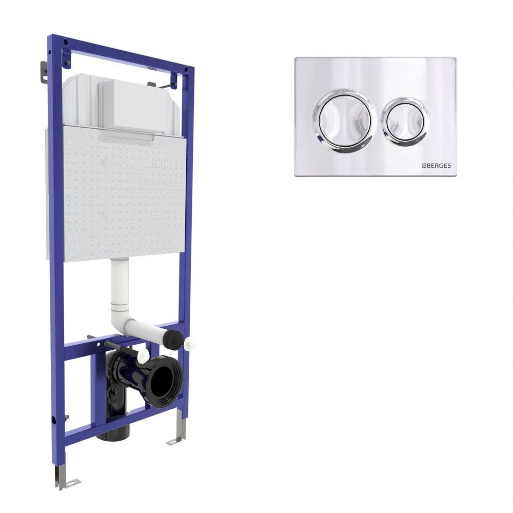 Инсталляция для унитазов BERGES Novum O3 кнопка хром глянцевый