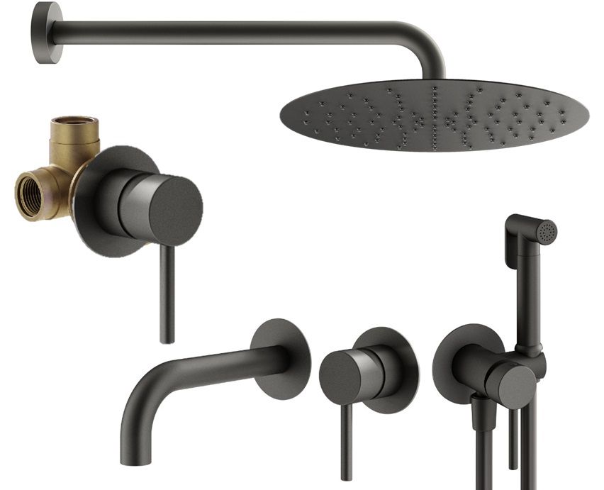 Душевой комплект PLUMBERIA Ixo KITZXO01GR210 графит матовый