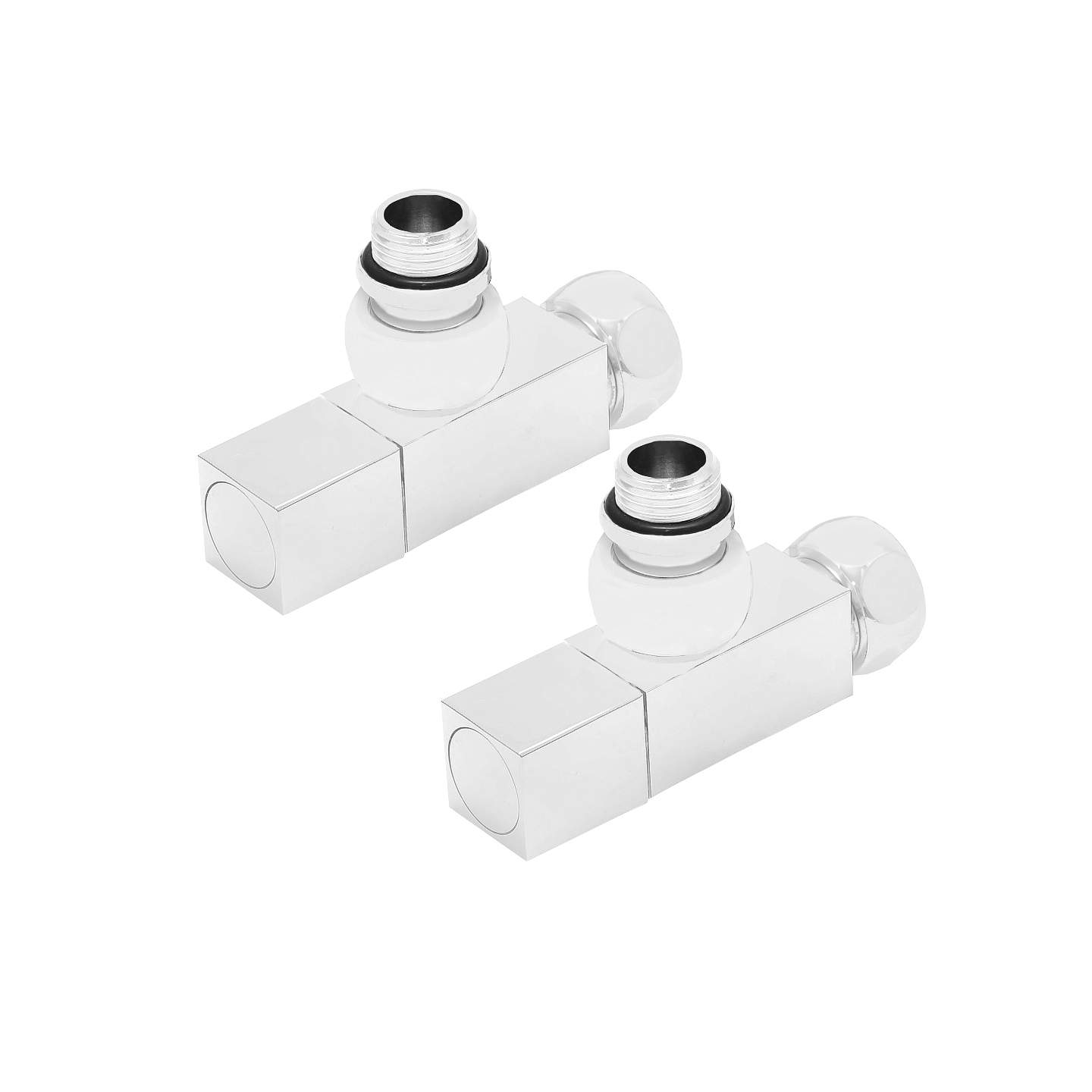 Комплект вентилей регулирующих угловых квадратных 3/4х1/2 г/ш белый матовый