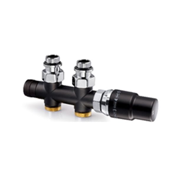 Клапан ниж. подкл. прямой KZTO Tondera 1/2" с термоклапаном M30x1,5 0686-1500VCES черный мат.