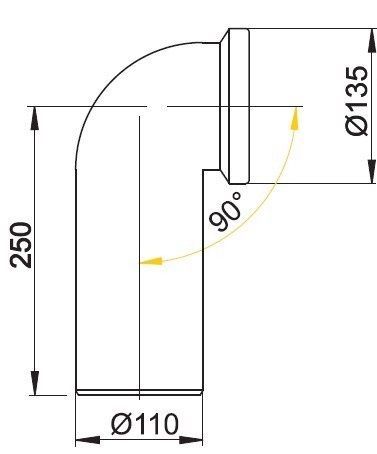 Отвод ALCAPLAST A90-90 для унитаза, 90°