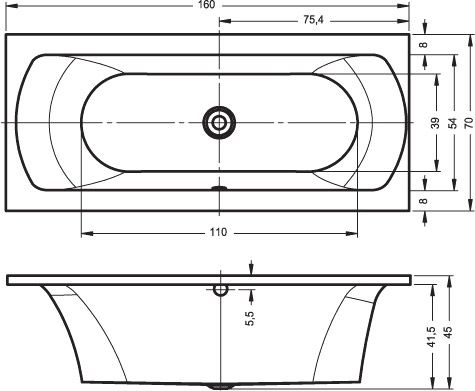 Акриловая ванна RIHO Lima 160х70 R