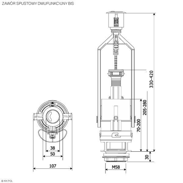 Клапан сливной KK-POL 350/ZSD/207-00-T0