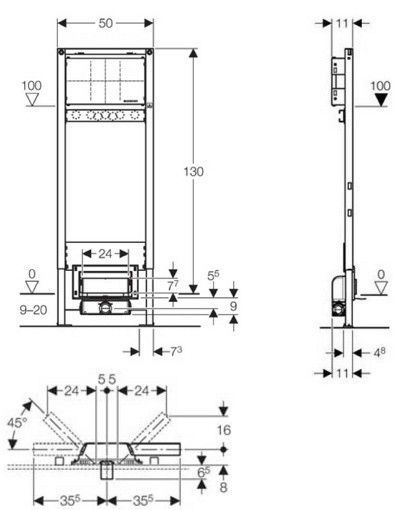 Инсталляция для душевой системы GEBERIT Cleanline Duofix 111.580.00.1