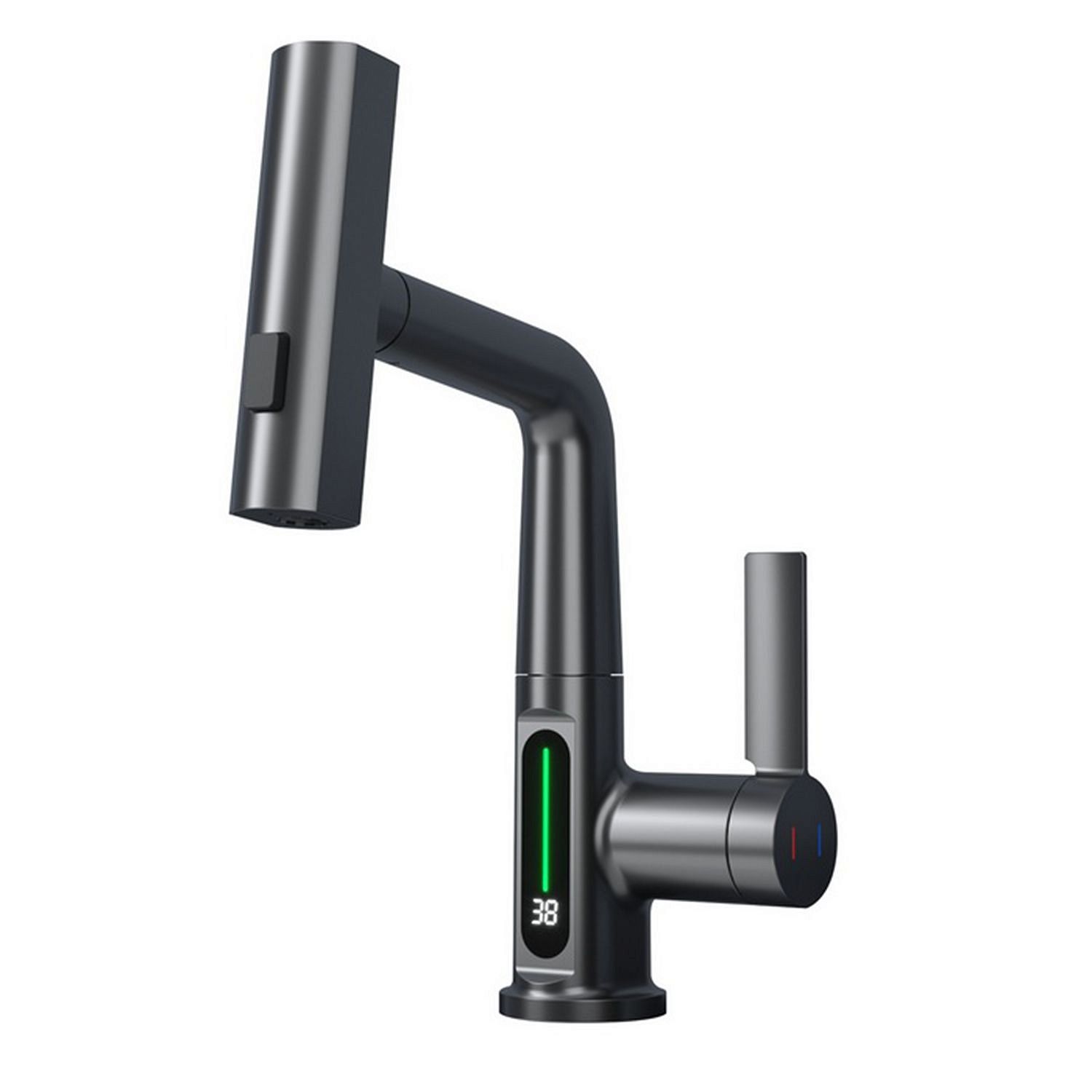 Смеситель для кухни BLACK&WHITE Sky Day с выдвижным изливом SD3027GM оружейная сталь матовый