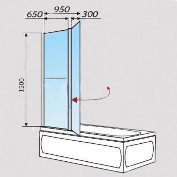 Шторка для ванны 1 MARKA Mistelite P-07Mis 95x150