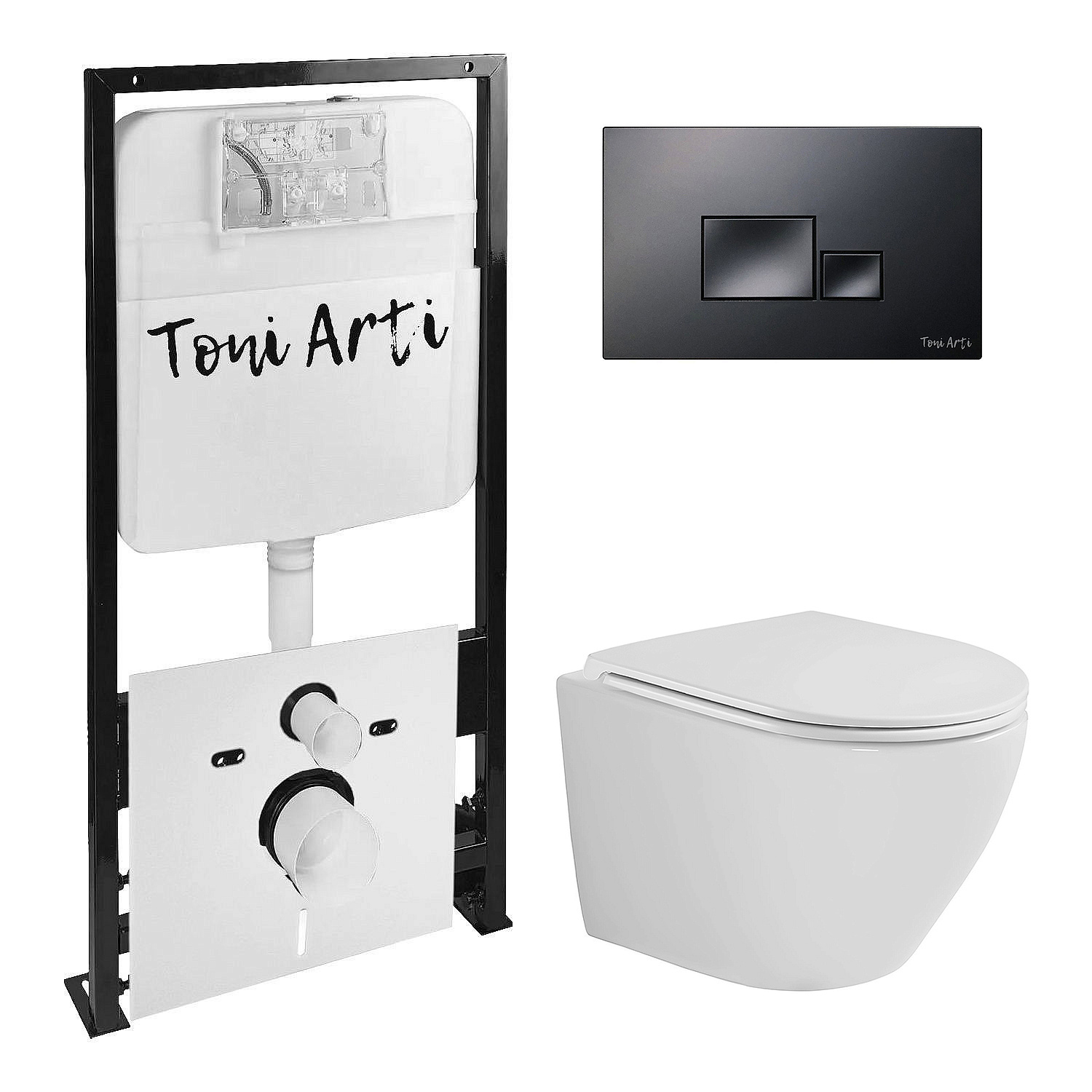 Комплект TONI ARTI TA-01 + Milano торнадо с сиденьем с микролифтом, с клавишей Tocco TA-0074