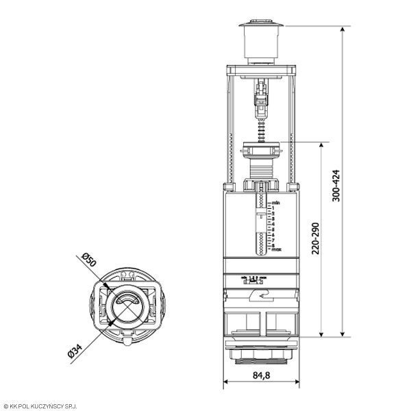 Клапан сливной KK-POL 350/ZSD/053-00-T0