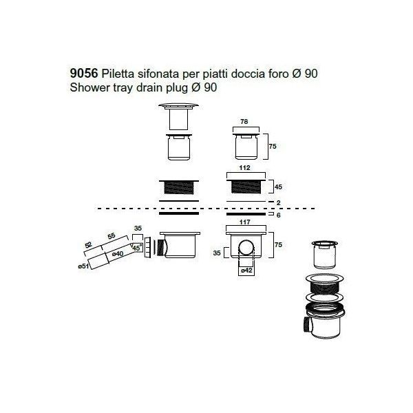Сифон для душевого поддона KERASAN Retro 905693 бронза