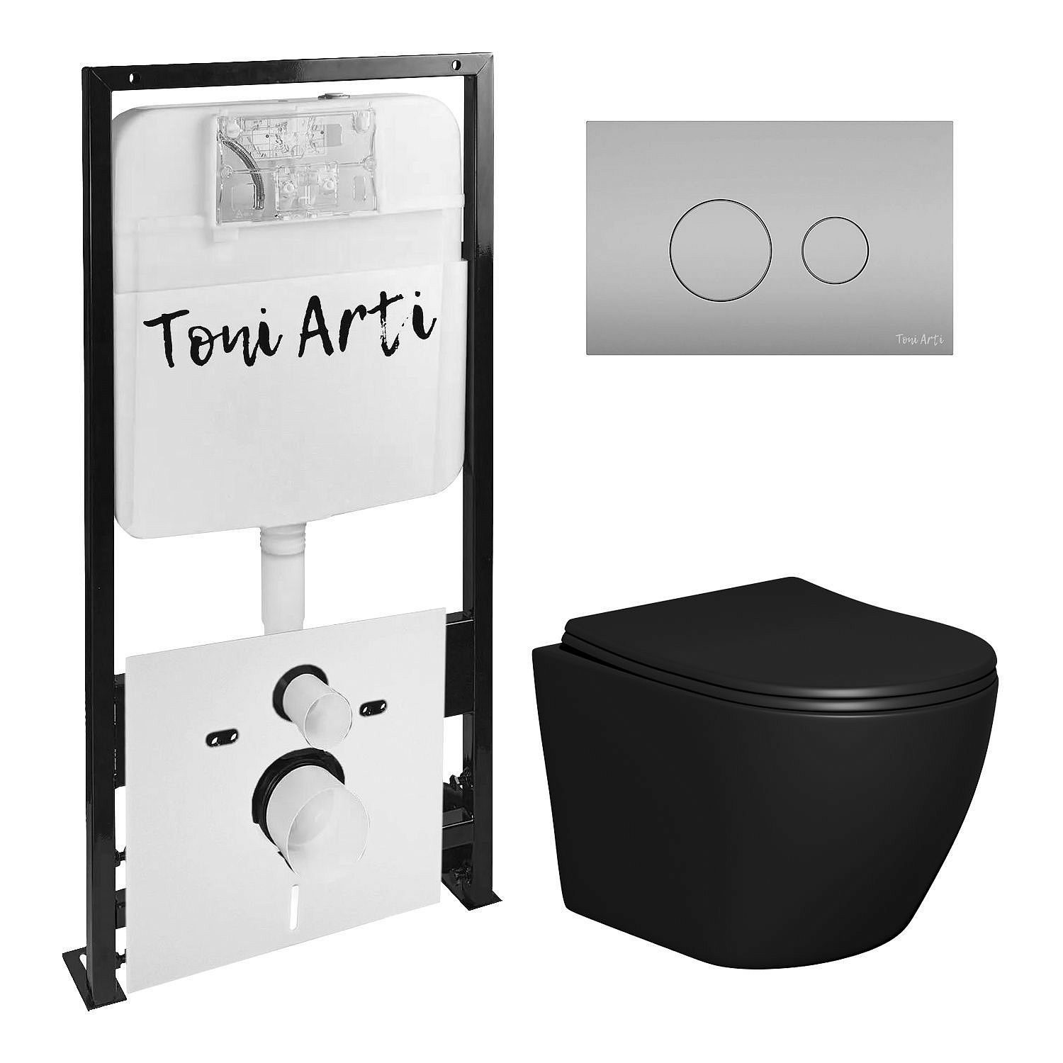 Комплект TONI ARTI TA-01 + Russi с сиденьем с микролифтом, черный матовый, с клавишей Baglio TA-0080