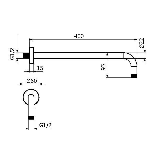Душевой кронштейн PLUMBERIA Shower SAT3130GR графит матовый