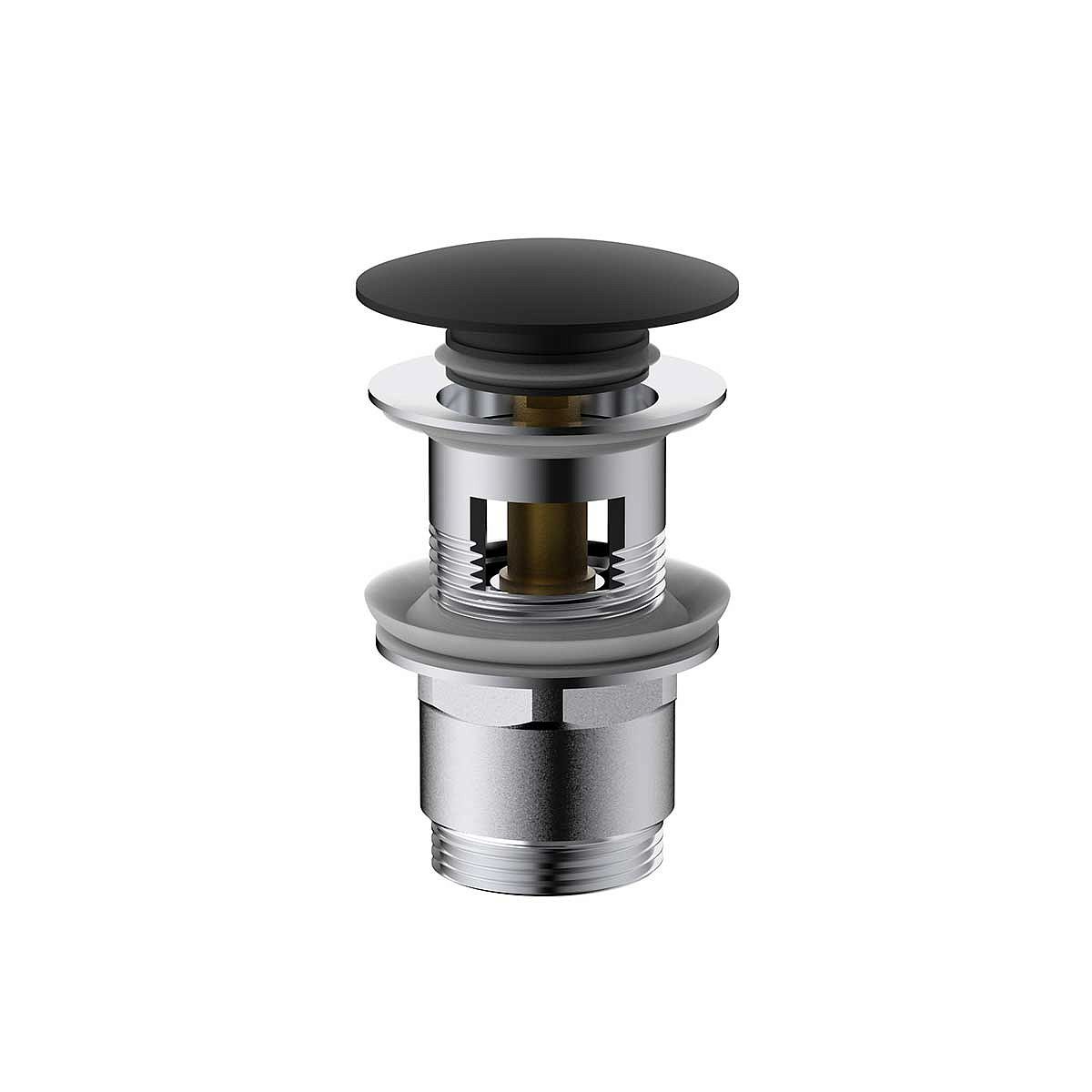 Донный клапан VINCEA DPU-1B01MB с переливом, черный матовый