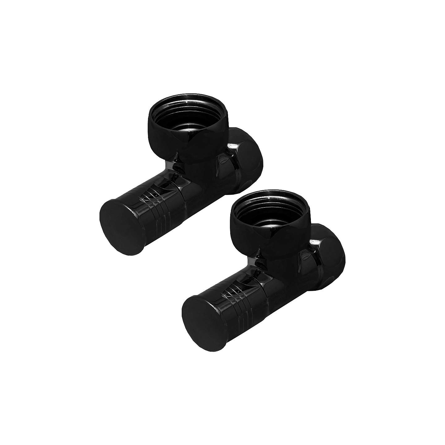 Комплект вентилей регулирующих угловых 1"х3/4" г/г черный глянцевый