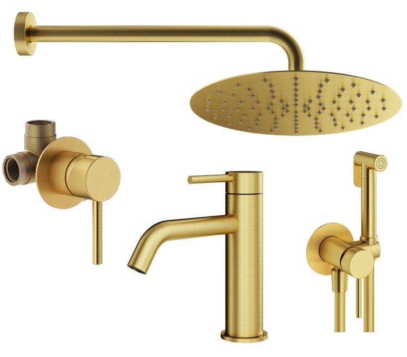 Душевой комплект PLUMBERIA Ixo KITZXO01OB53 золото брашированное