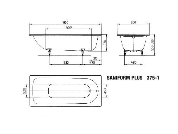 Стальная ванна KALDEWEI Saniform Plus Мод.375-1 180х80 белый+anti-slip