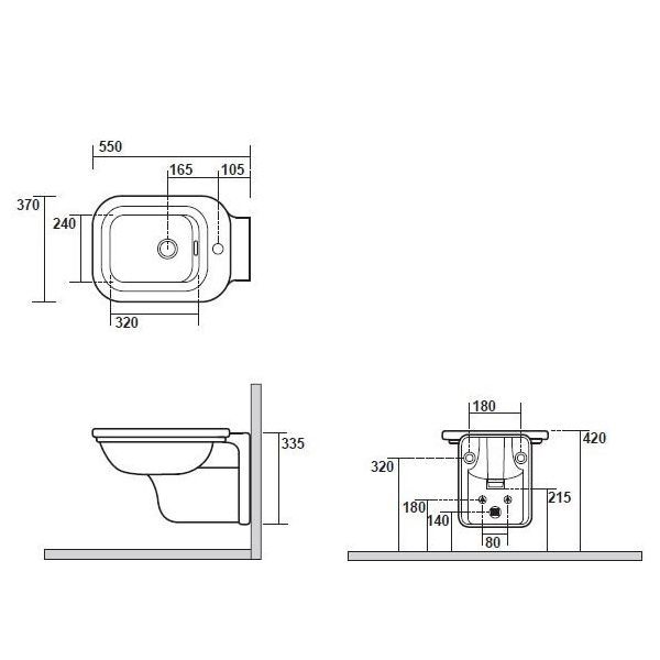 Биде подвесное KERASAN Waldorf 4125K1bi/cr*1