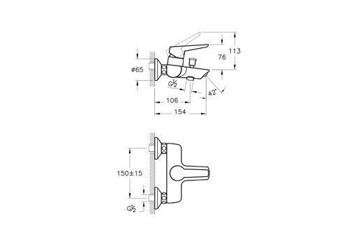 Смеситель для ванны и душа VITRA Solid S A42444EXP