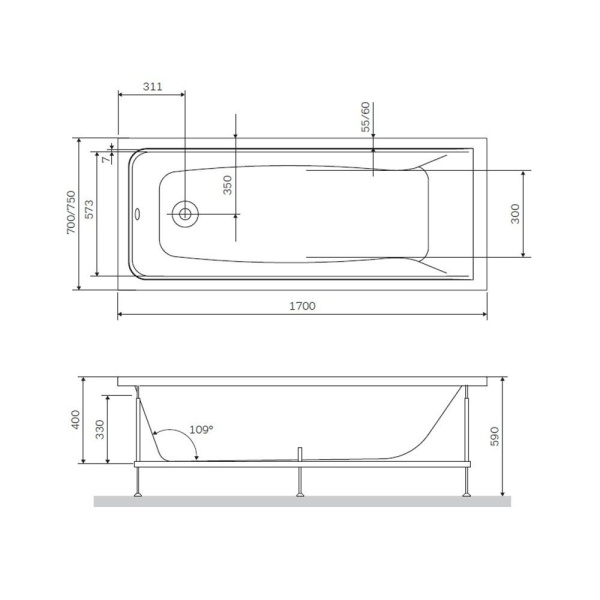Каркас AM.PM Gem 170x75
