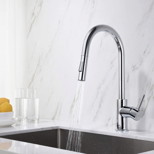 Смеситель для кухни АКВАТЕК Европа с вытяжным изливом AQ1384CR