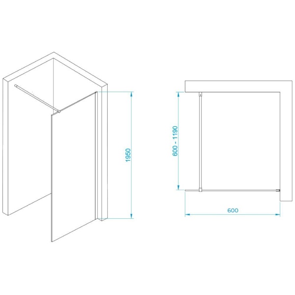 Перегородка для душа RGW Walk In WA-002B 60х195 стекло матовое