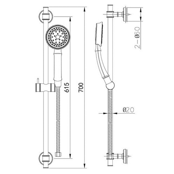 Душевой гарнитур CAPRIGO Parts 99-569-vot бронза матовая