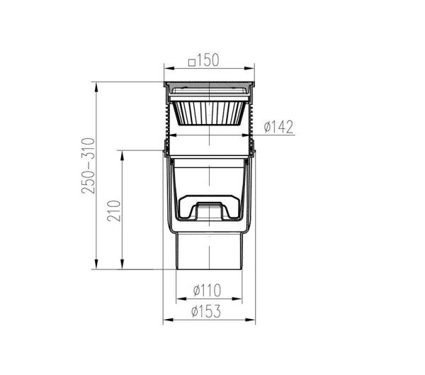 Трап MCH 827 XN 15x15 с воротником