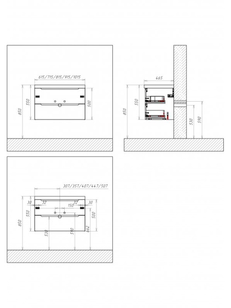Тумба под раковину BELBAGNO Etna 70 Rovere Moro