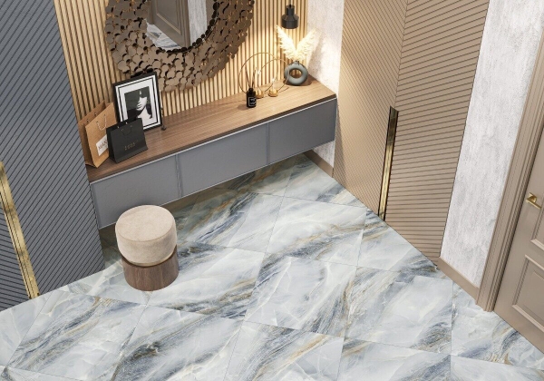 Estelle Blue New Trend керамогранит голубой матовый карвинг 60х60см