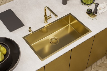 Смеситель для мойки ALVEUS Zeos P Monarch с выдвижным изливом 1136501 gold
