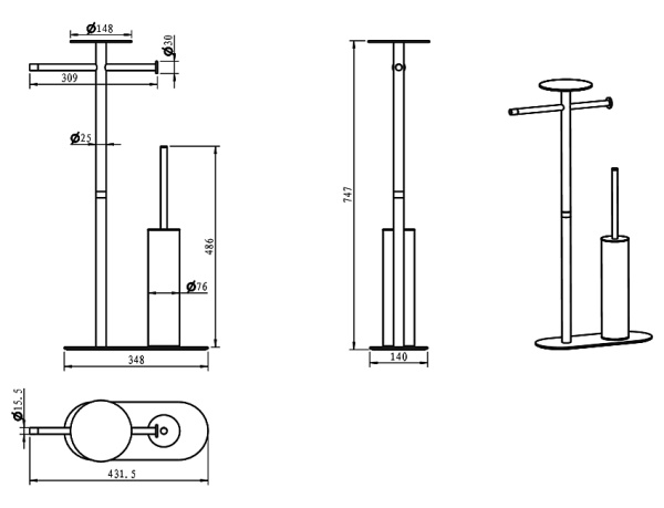 Многофункциональная стойка BOHEME 10953-B-G Black/Gold
