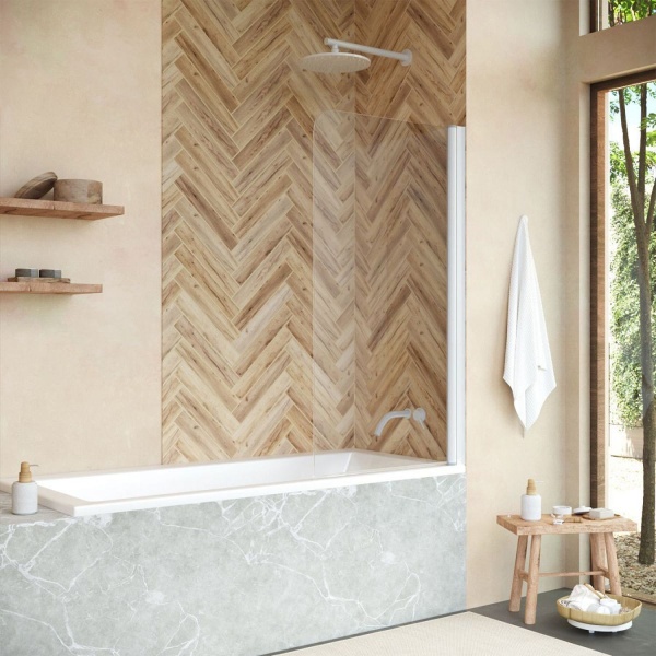 Шторка для ванны VEGAS GLASS EV Novo 76x140 профиль белый матовый, стекло ультрапрозрачное