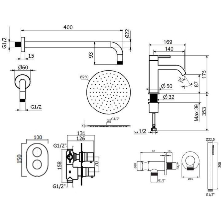 Душевой комплект PLUMBERIA Ixo KITXOT18CR53