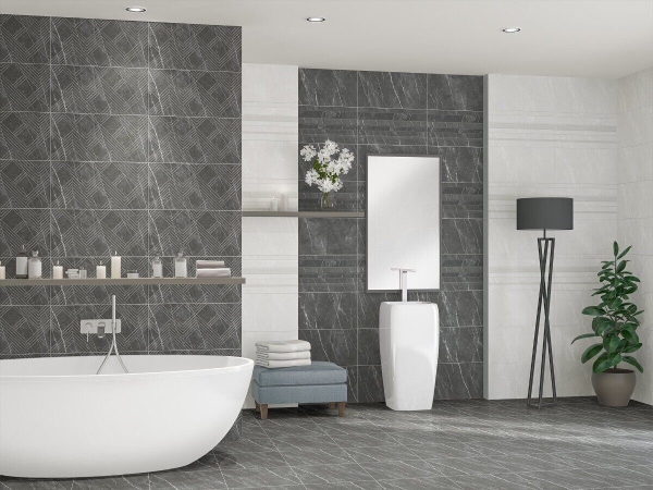 Hygge Grey Cristal декор графитовый полуматовый 31х63см Azori