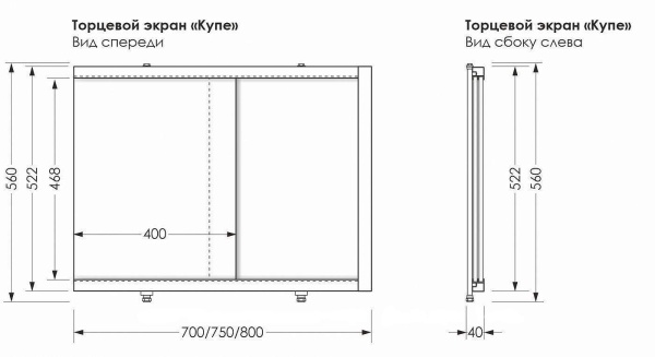 Панель боковая AQUANET Kupe 80
