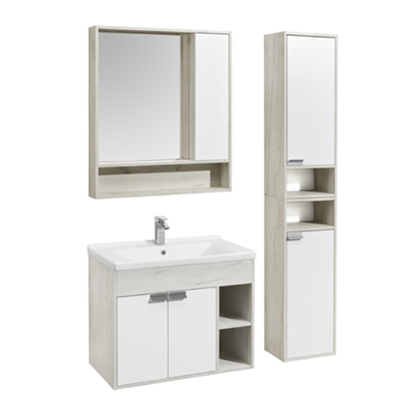 Тумба под раковину АКВАТОН Флай 80 белый/дуб крафт